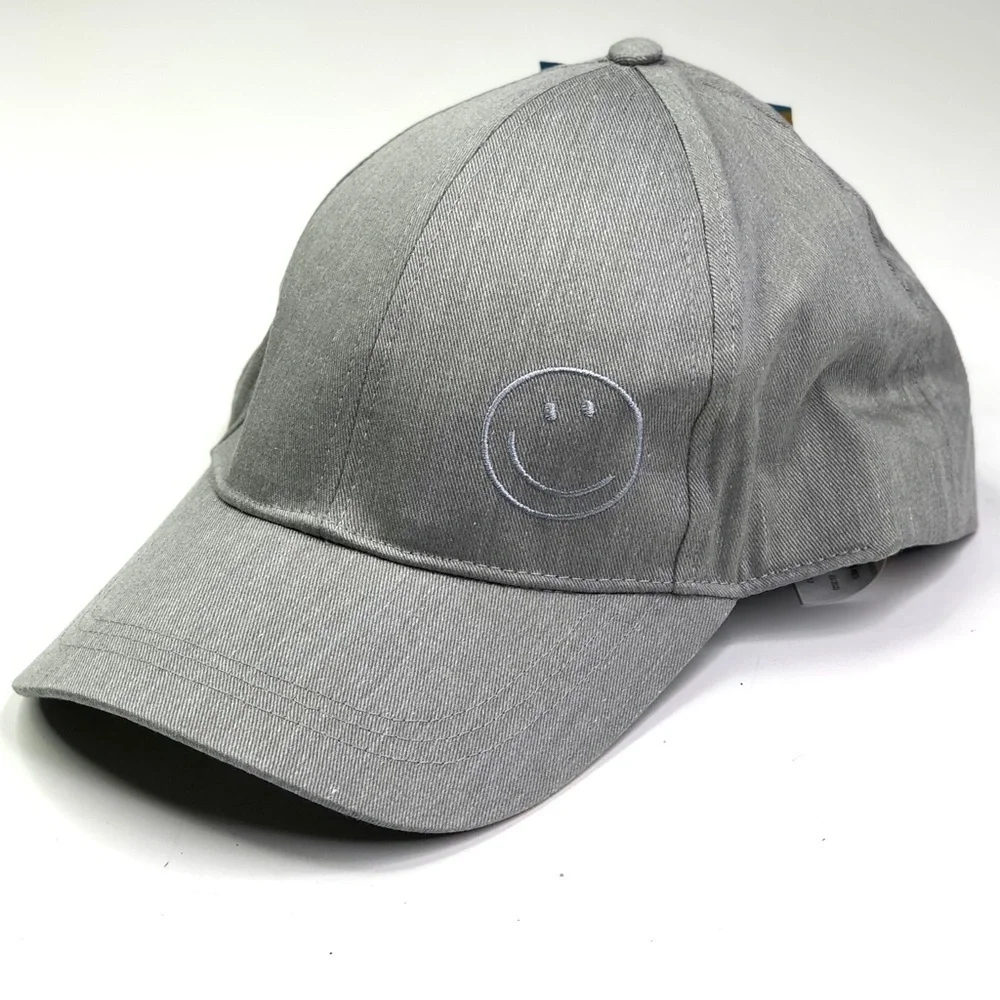 NWT ALDI Capsule Collection 2023 baseball hat cap light grey smiley face OS
